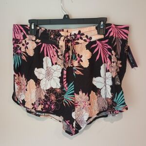 Ambrielle Floral Pajama Shorts - Black, Pink, White, Teal New With Tags